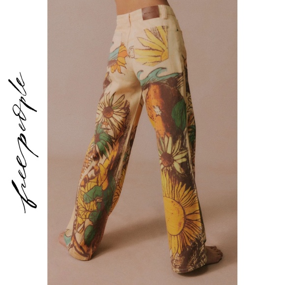 🆕 Free People | We The Free | Tinsley Printed Jeans “Beach Scene” | 29 - Picture 3 of 13